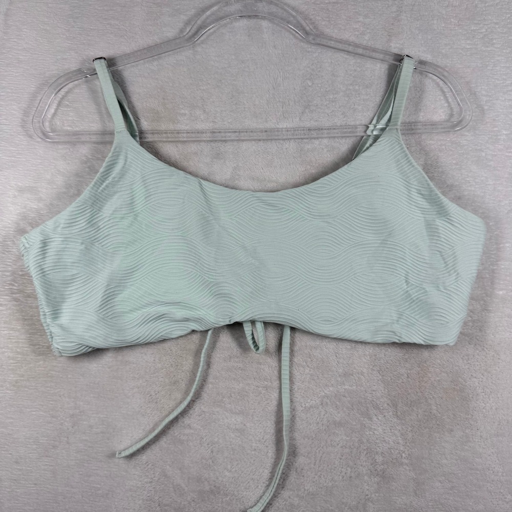 Calia XL Seafoam Green Textured Wave Ribbed Bikini Top Back Tie Adjustable